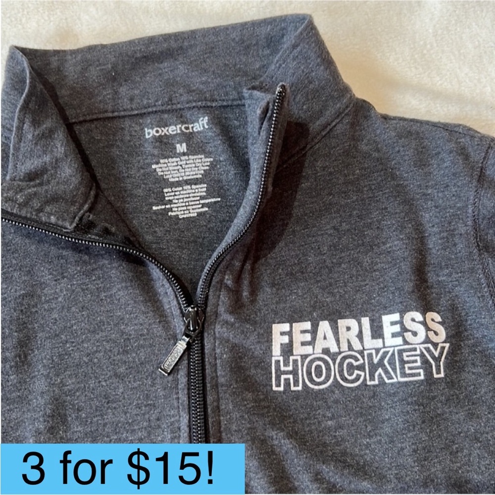 Boxercraft Fearless Hockey Gray Quarter Half Zip Long Sleeve Shirt Medium